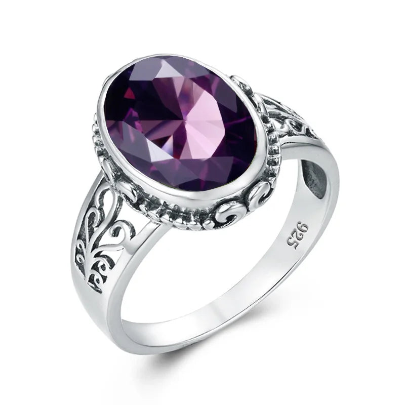 10x14mm Oval Garnet Statement Ring – 14K Gold Plated 925 Silver, Handmade Luxury Jewelry for Birthdays