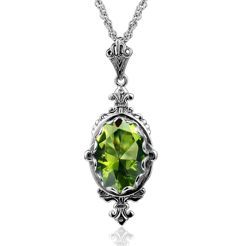 10x14mm Citrine Pendant Necklace – 925 Sterling Silver, Victorian Style Luxury Jewelry