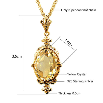 10x14mm Citrine Pendant Necklace – 925 Sterling Silver, Victorian Style Luxury Jewelry