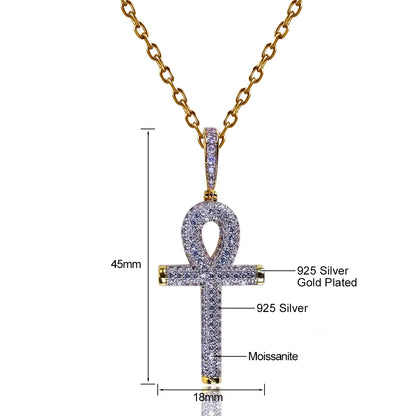Hip Hop Moissanite Cross Pendant – 925 Sterling Silver, Unisex Christmas Jewelry