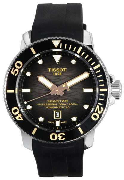 Tissot T-Sport Seastar Automatic movement White Rubber Male T120.607.17.441.01. A brand-new Tissot T-Sport watch featuring a White dial and a Rubber strap. Side view.