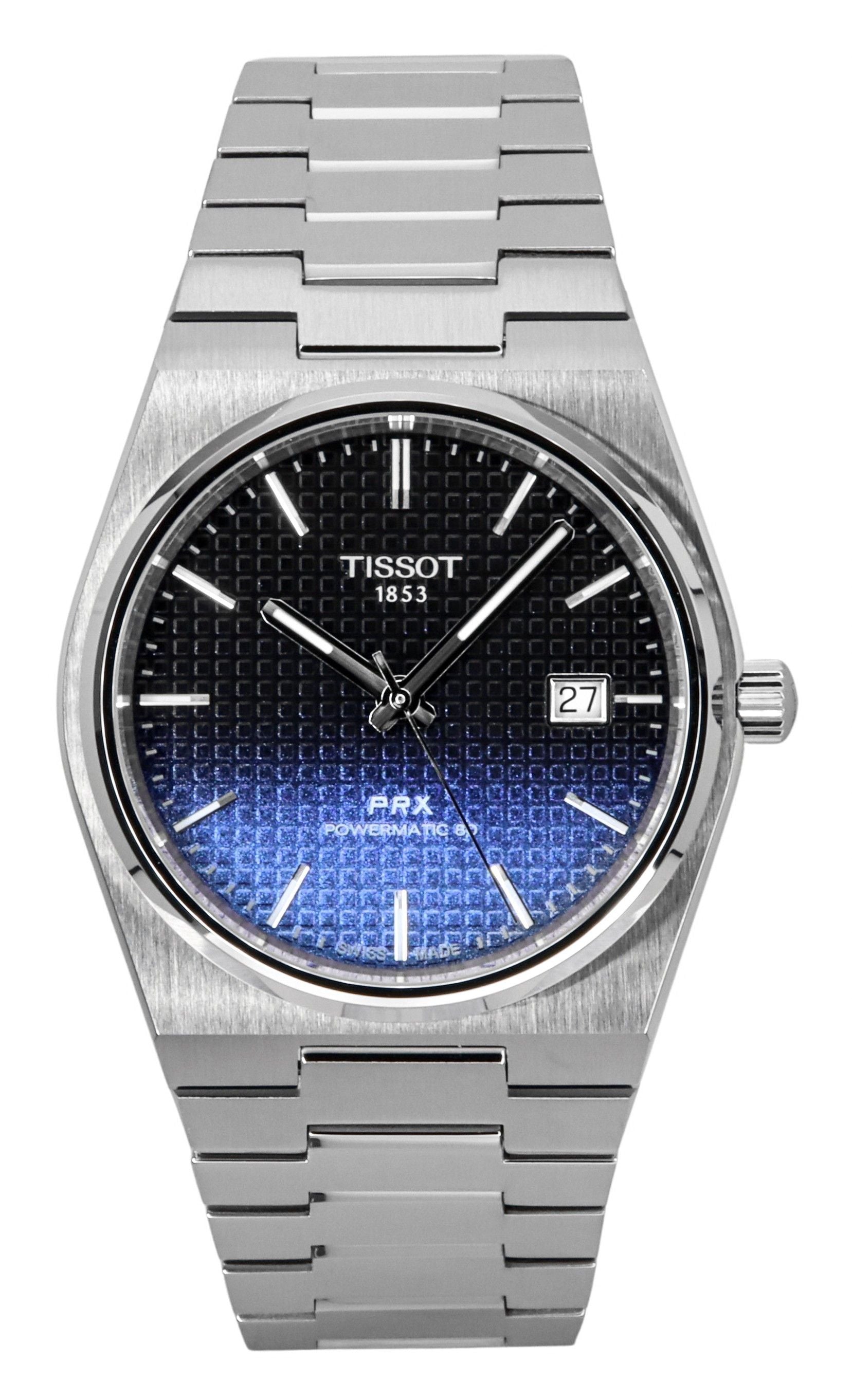 Tissot Anti-reflective Black Chameleon Stainless steel Male T137.407.11.051.01. A brand-new Tissot watch featuring a Black Chameleon dial and a Stainless steel strap. Side view.