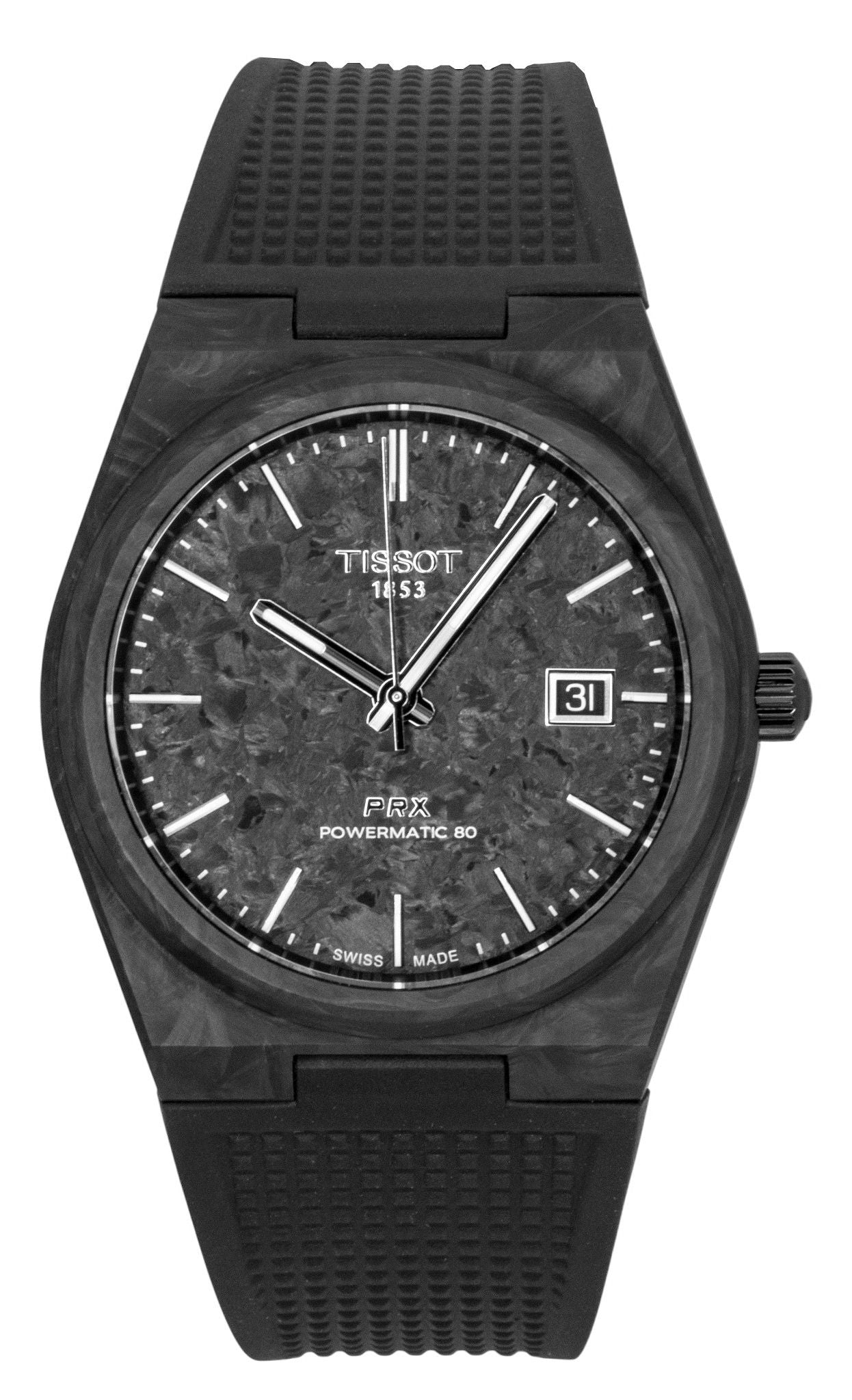 Tissot Automatic movement Black Male T137.907.97.201.00. A brand-new Tissot watch featuring a Black dial. Side view.