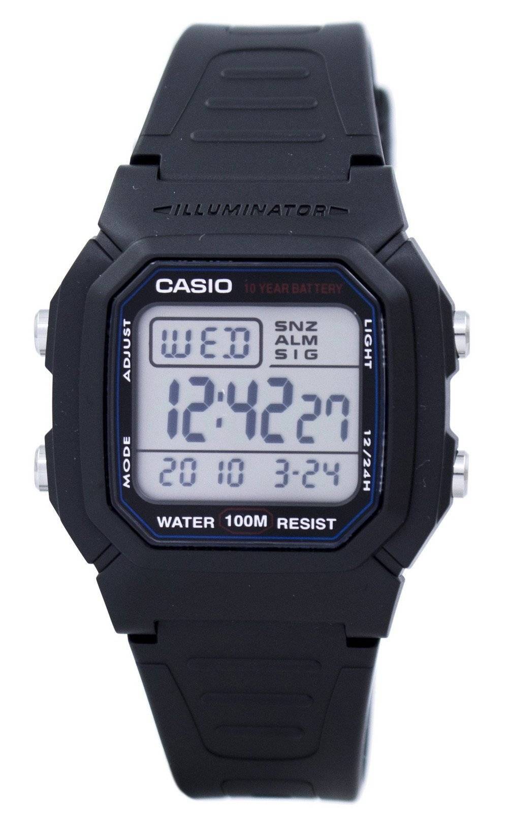 Casio Classic Male W-800H-1AVDF. A brand-new Casio Classic watch. Side view.