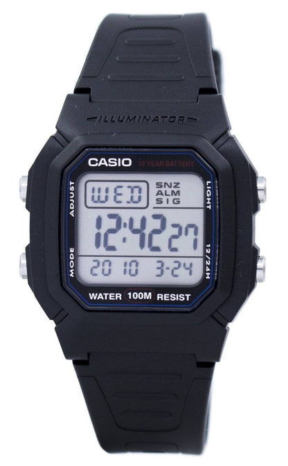 Casio Classic Male W-800H-1AVDF. A brand-new Casio Classic watch. Side view.