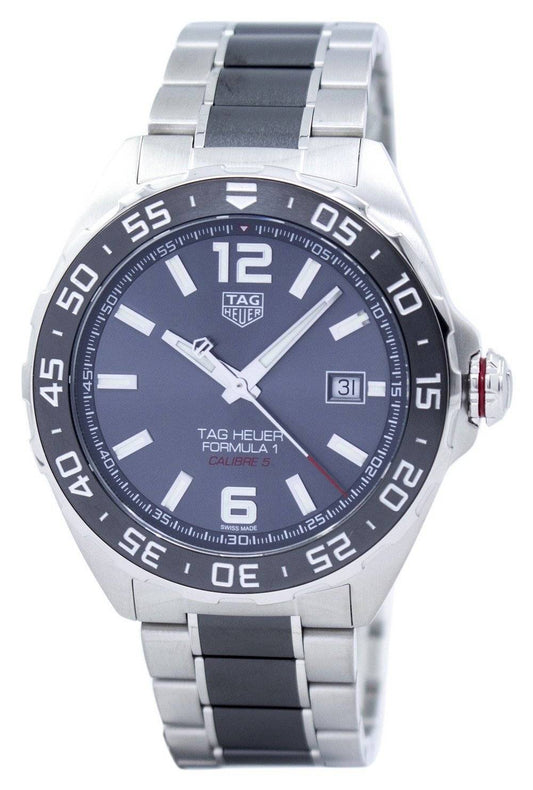 Tag Heuer Formula 1 Automatic movement White Stainless steel Male WAZ2011.BA0843. A brand-new Tag Heuer Formula 1 watch featuring a White dial and a Stainless steel strap. Side view.