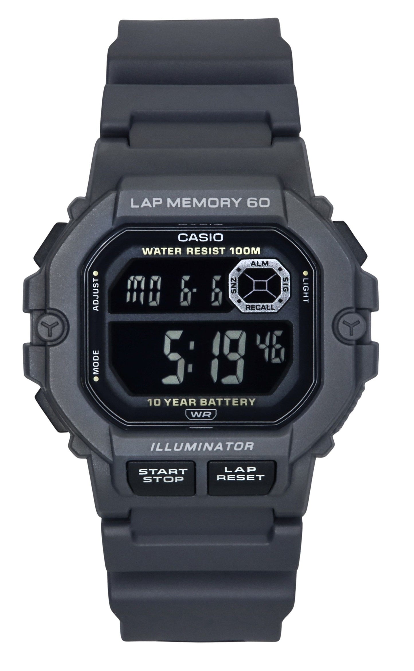 Casio Standard Alarm White Male WS-1400H-8BV. A brand-new Casio Standard watch featuring a White dial. Front view.