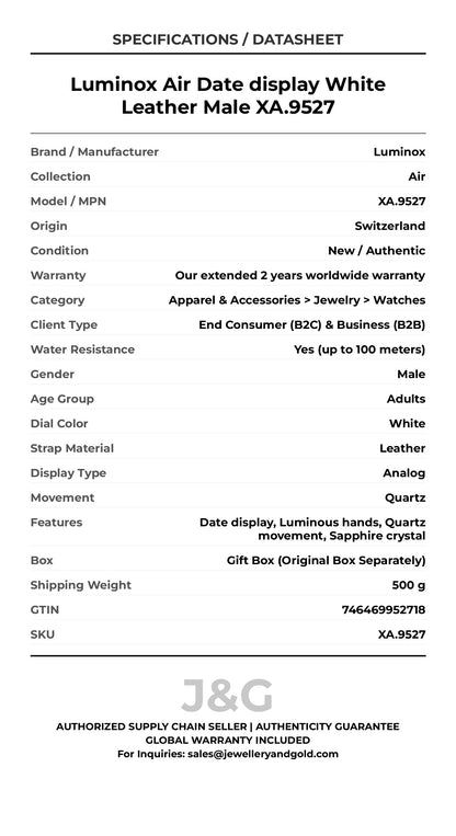 Luminox Air Date display White Leather Male XA.9527 - Specifications