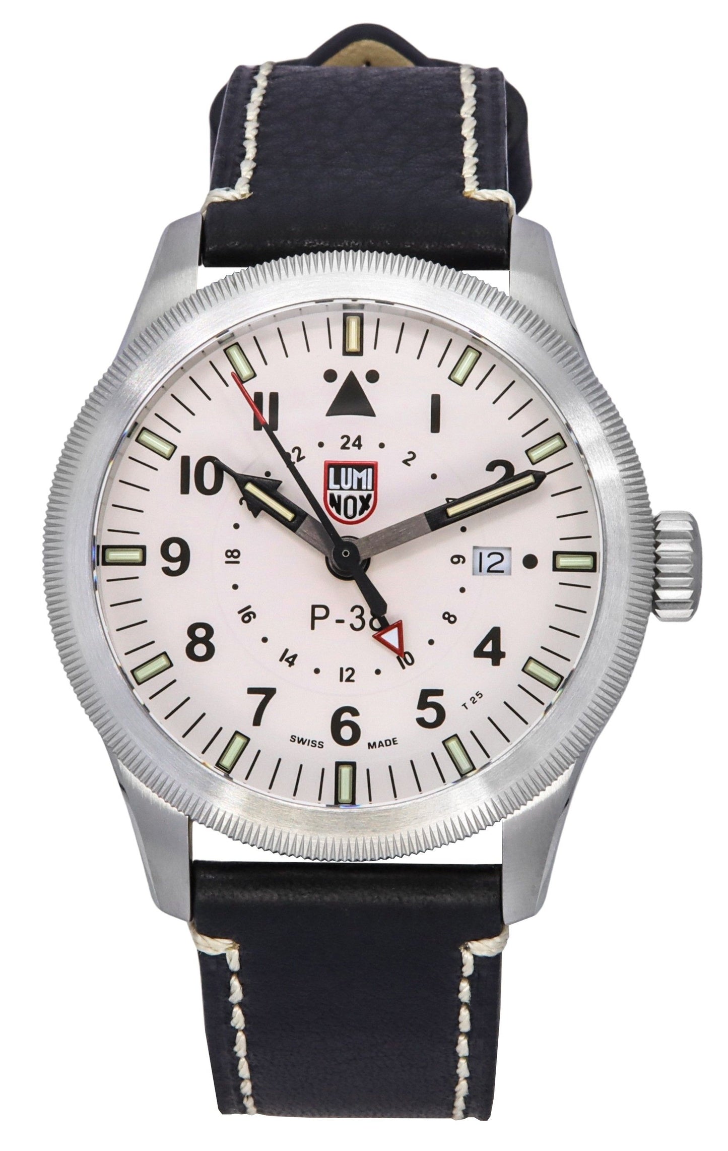 Luminox Air Date display White Leather Male XA.9527. A brand-new Luminox Air watch featuring a White dial and a Leather strap. Front view.
