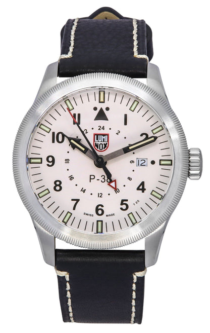 Luminox Air Date display White Leather Male XA.9527. A brand-new Luminox Air watch featuring a White dial and a Leather strap. Front view.