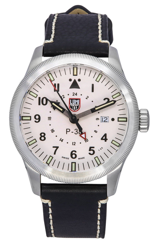 Luminox Air Date display White Leather Male XA.9527. A brand-new Luminox Air watch featuring a White dial and a Leather strap. Front view.