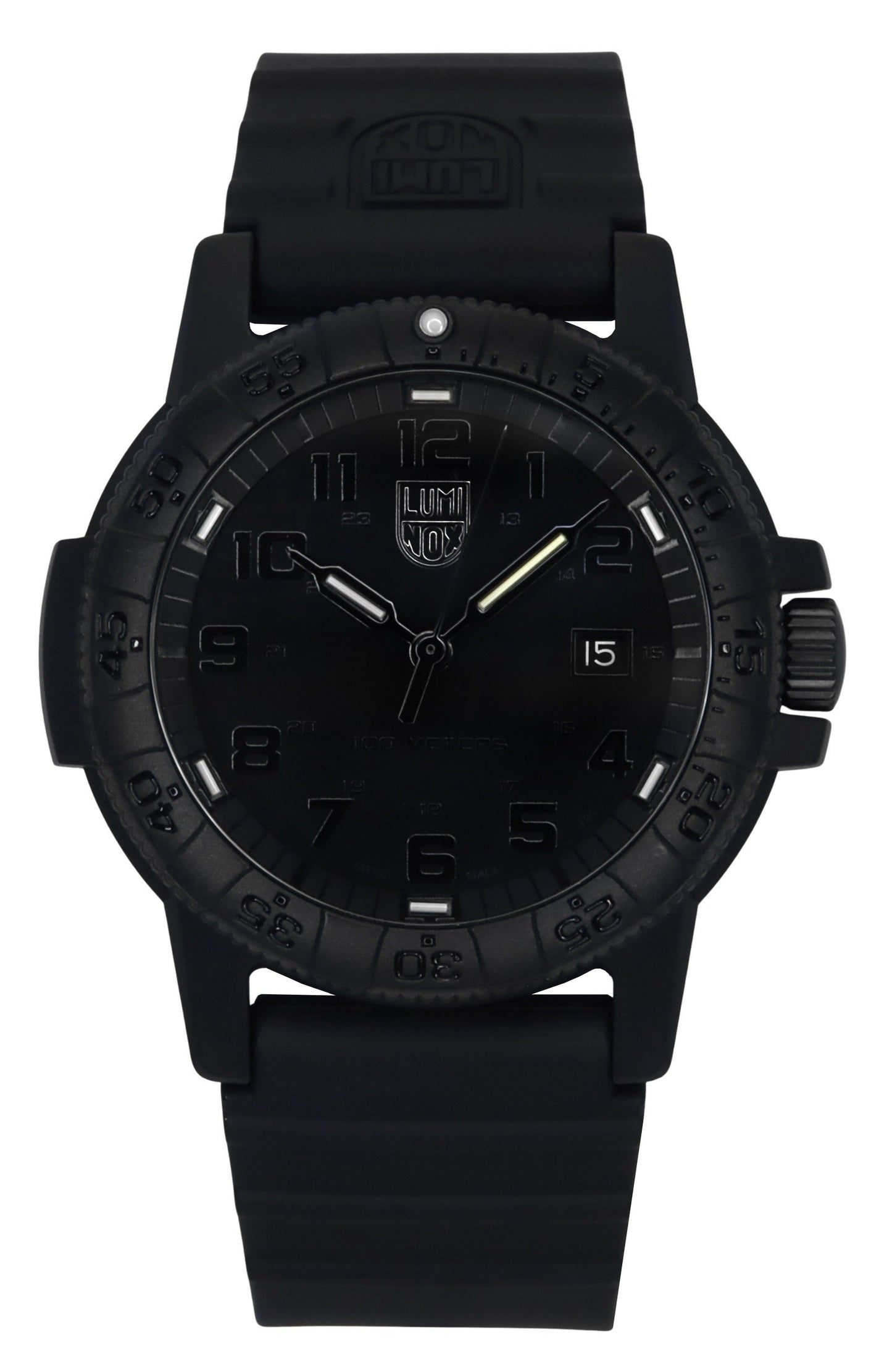 Luminox Sea Leatherback Turtle Quartz movement Black Silicone Male XS.0321.BO.L. A brand-new Luminox Sea watch featuring a Black dial and a Silicone strap. Side view.