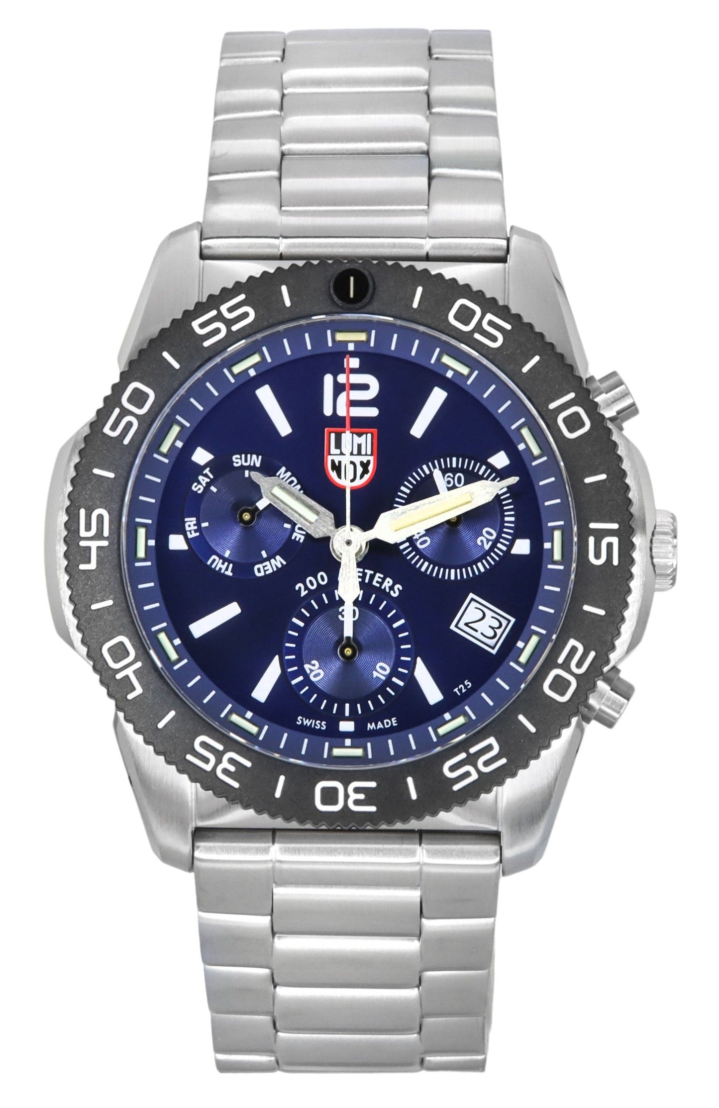Luminox Quartz movement Blue Stainless steel Male XS.3144. A brand-new Luminox watch featuring a Blue dial and a Stainless steel strap. Front view.