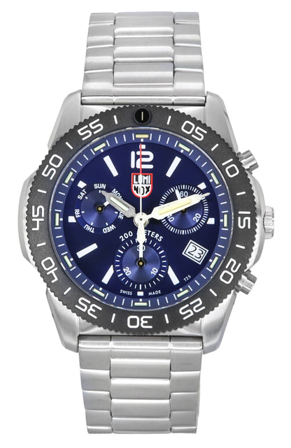 Luminox Quartz movement Blue Stainless steel Male XS.3144. A brand-new Luminox watch featuring a Blue dial and a Stainless steel strap. Front view.