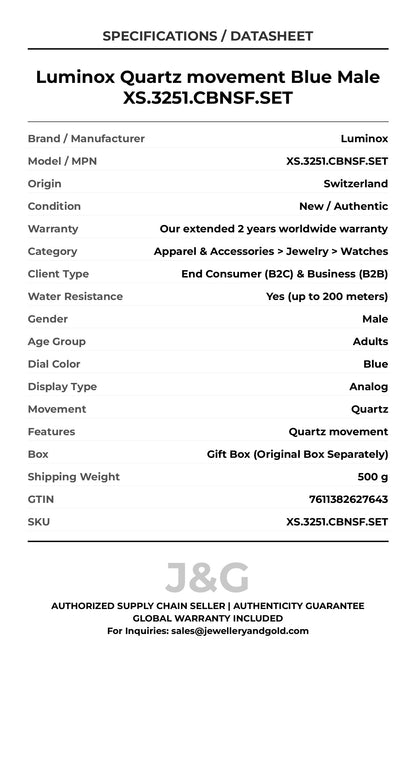 Luminox Quartz movement Blue Male XS.3251.CBNSF.SET - Specifications