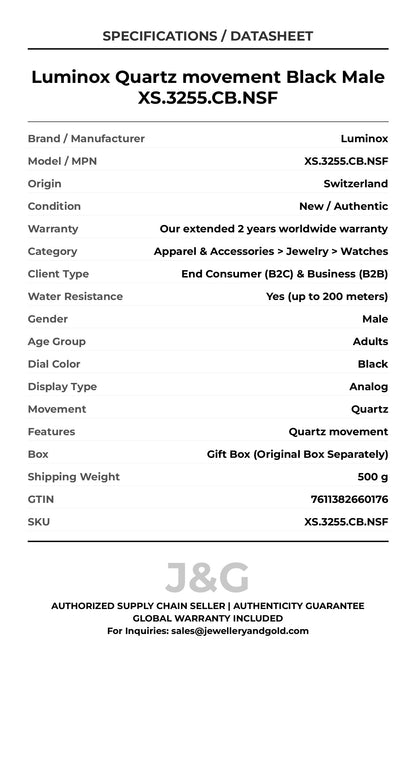 Luminox Quartz movement Black Male XS.3255.CB.NSF - Specifications