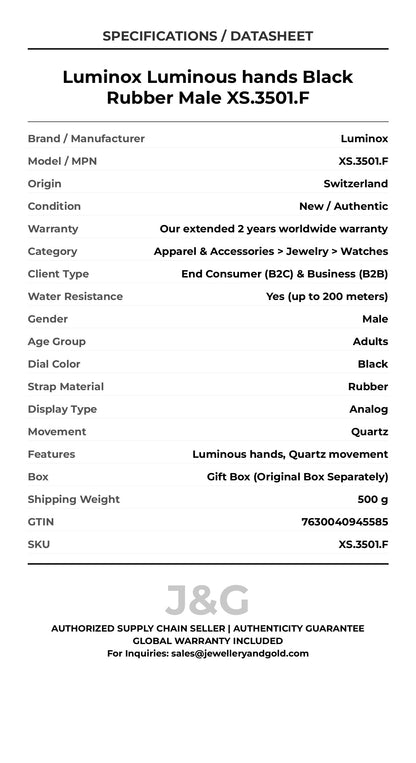 Luminox Luminous hands Black Rubber Male XS.3501.F - Specifications