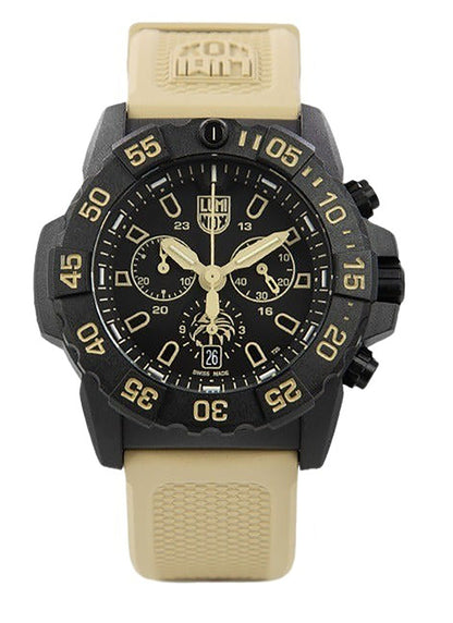 Luminox Date display Black Rubber Male XS.3590.NSF.SET. A brand-new Luminox watch featuring a Black dial and a Rubber strap. Side view.