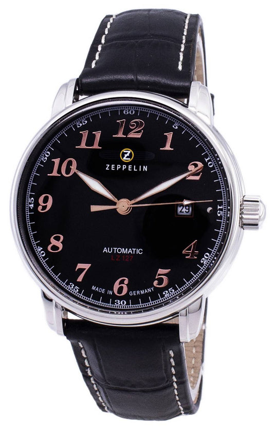 Zeppelin LZ127 Graf Automatic movement White Leather Male Z76562. A brand-new Zeppelin LZ127 Graf watch featuring a White dial and a Leather strap. Side view.