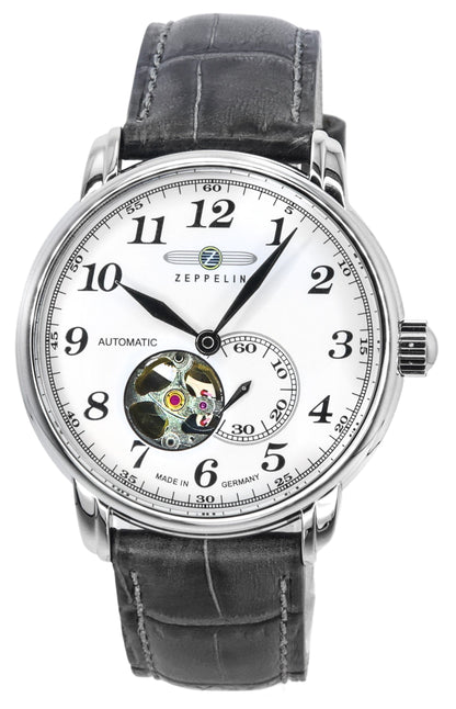 Zeppelin LZ127 Graf Automatic movement Black Leather Male Z76661. A brand-new Zeppelin LZ127 Graf watch featuring a Black dial and a Leather strap. Front view.