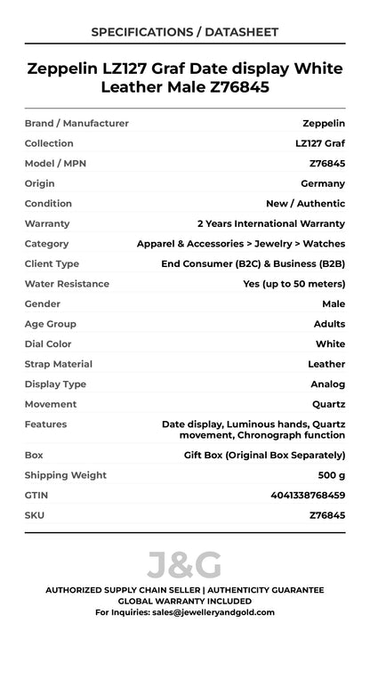 Zeppelin LZ127 Graf Date display White Leather Male Z76845 - Specifications