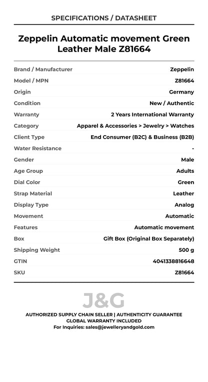 Zeppelin Automatic movement Green Leather Male Z81664 - Specifications