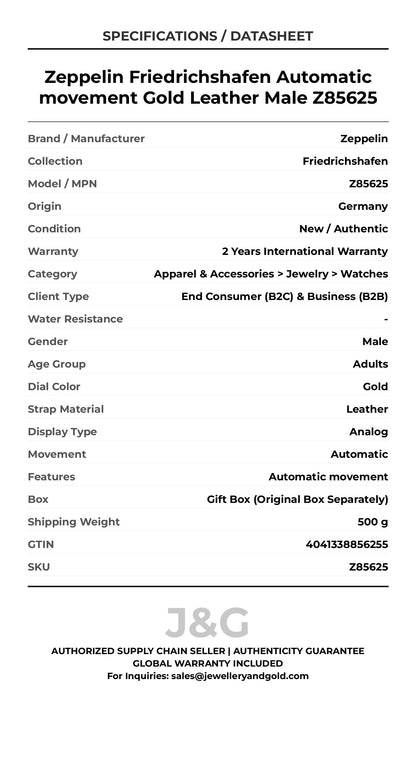 Zeppelin Friedrichshafen Automatic movement Gold Leather Male Z85625 - Specifications