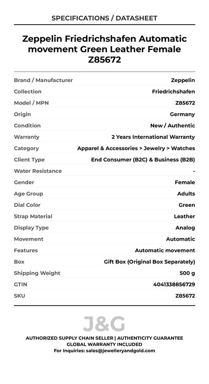 Zeppelin Friedrichshafen Automatic movement Green Leather Female Z85672 - Specifications