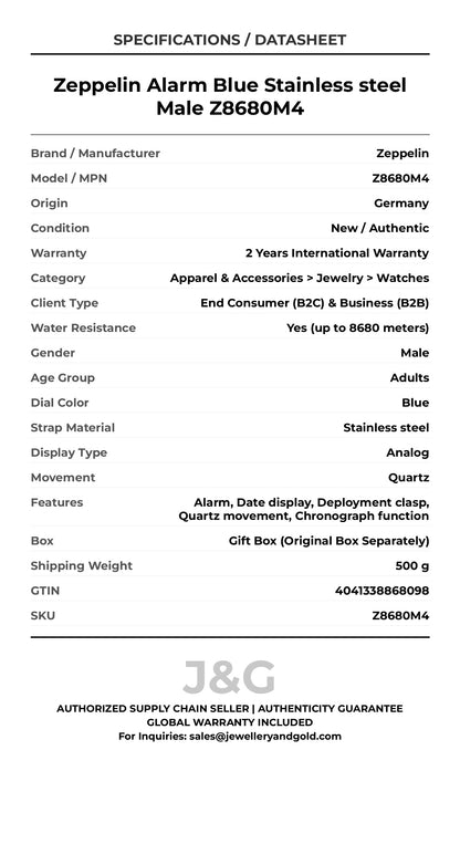 Zeppelin Alarm Blue Stainless steel Male Z8680M4 - Specifications