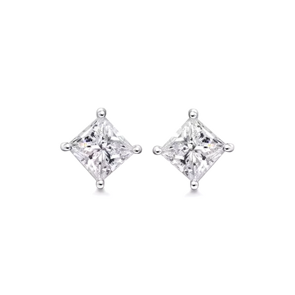 0.8ctw Lab-Grown Diamond Stud Earrings – Princess Cut, DEF VS-VVS, 14K Yellow Gold, GDTC Certified