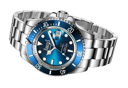 Arbutus Wall Street Automatic movement Blue Stainless steel Male AR1907SUS.-.AR. A brand-new Arbutus Wall Street watch featuring a Blue dial and a Stainless steel strap. Angled view. - view 2