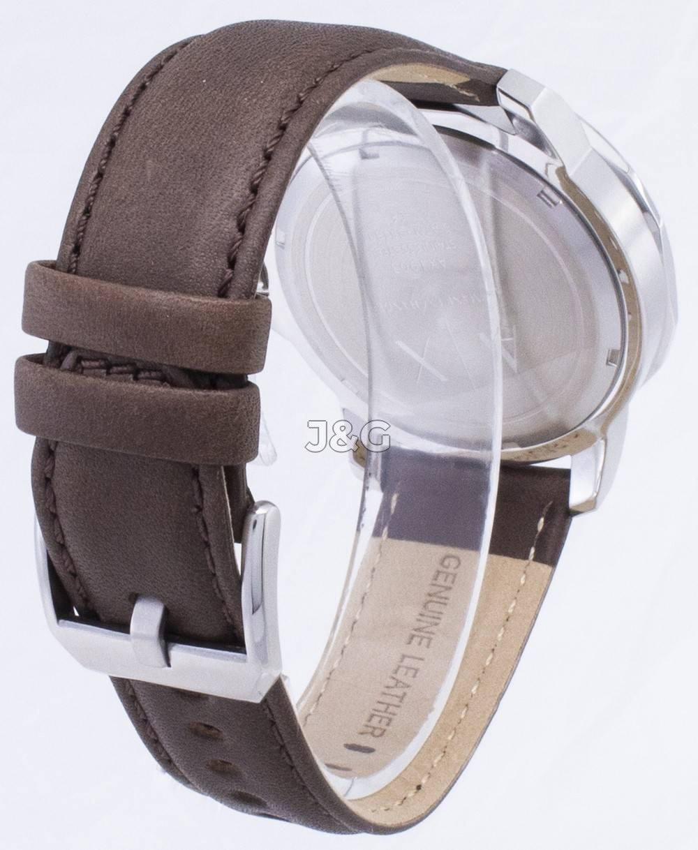 Armani Exchange Quartz movement Black Leather Male AX1903. A brand-new Armani Exchange watch featuring a Black dial and a Leather strap. Side view. - view 4