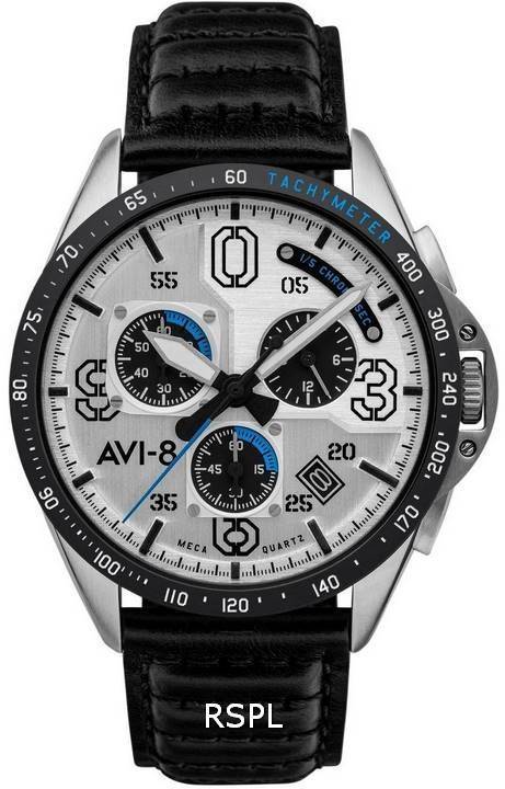 AVI-8 P-51 Mustang Command Pilot Blakeslee Chronograph. A brand-new AVI-8 P-51 Mustang watch featuring a Leather strap. Side view.
