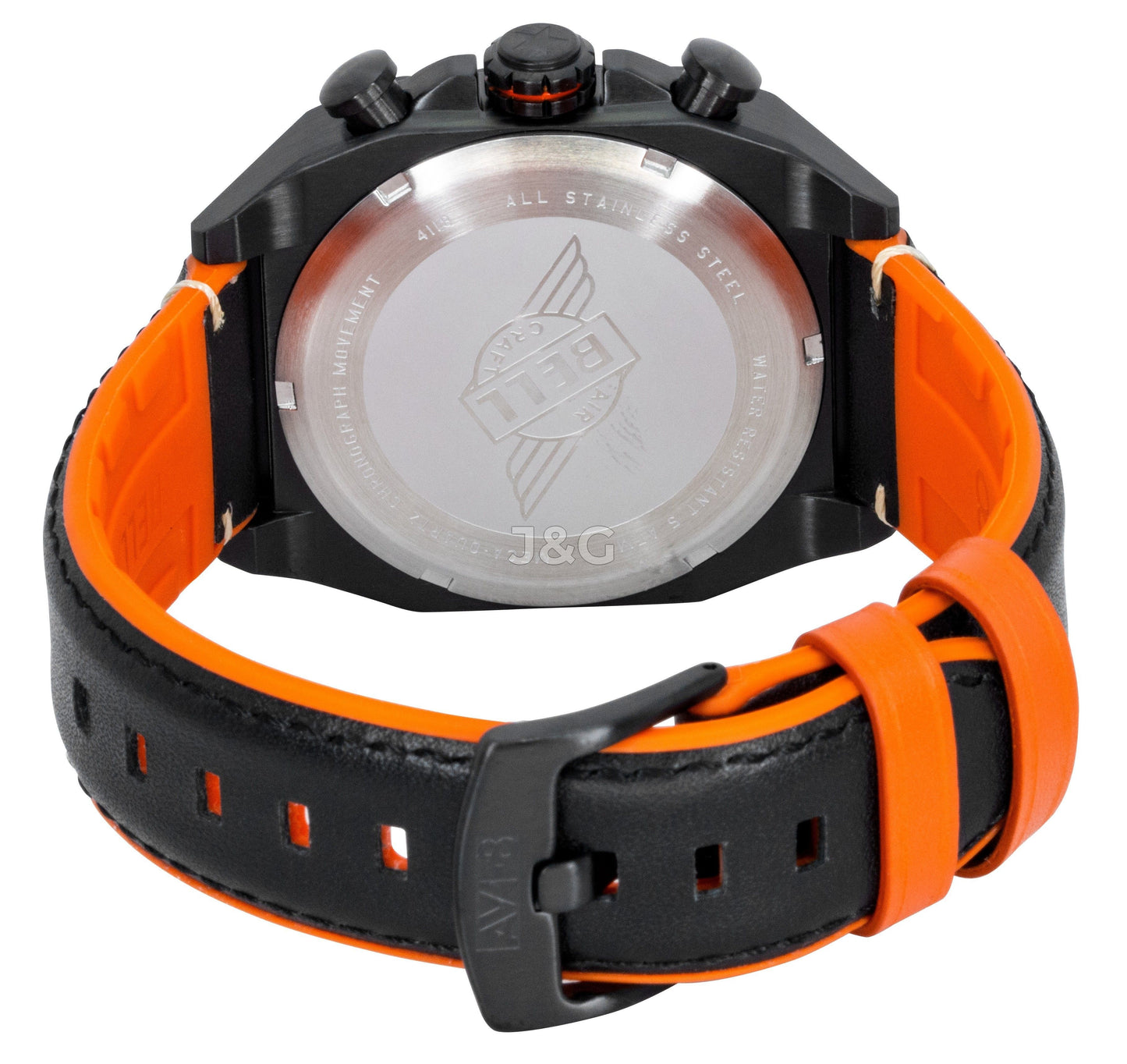 AVI-8 Bell X-1 Machbuster Quartz movement Black Leather Male AV-4118-04. A brand-new AVI-8 Bell X-1 Machbuster watch featuring a Black dial and a Leather strap. Side view. - view 4