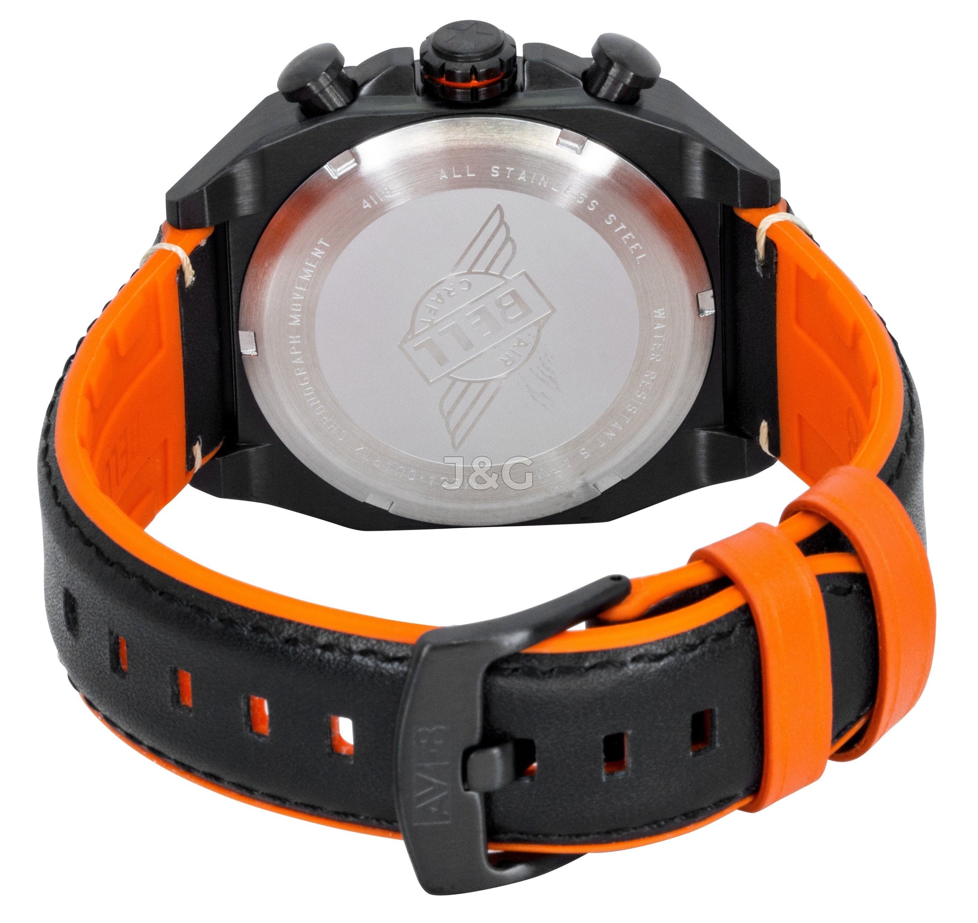 AVI-8 Bell X-1 Machbuster Quartz movement Black Leather Male AV-4118-04. A brand-new AVI-8 Bell X-1 Machbuster watch featuring a Black dial and a Leather strap. Side view. - view 4