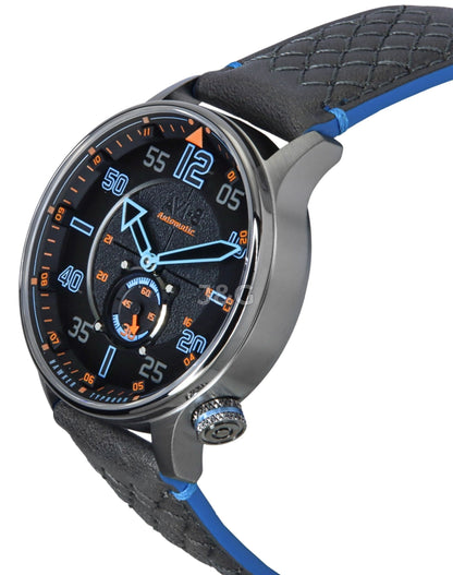 AVI-8 Hawker Automatic movement Grey Leather Male AV-4119-03. A brand-new AVI-8 Hawker watch featuring a Grey dial and a Leather strap. Front view. - view 3