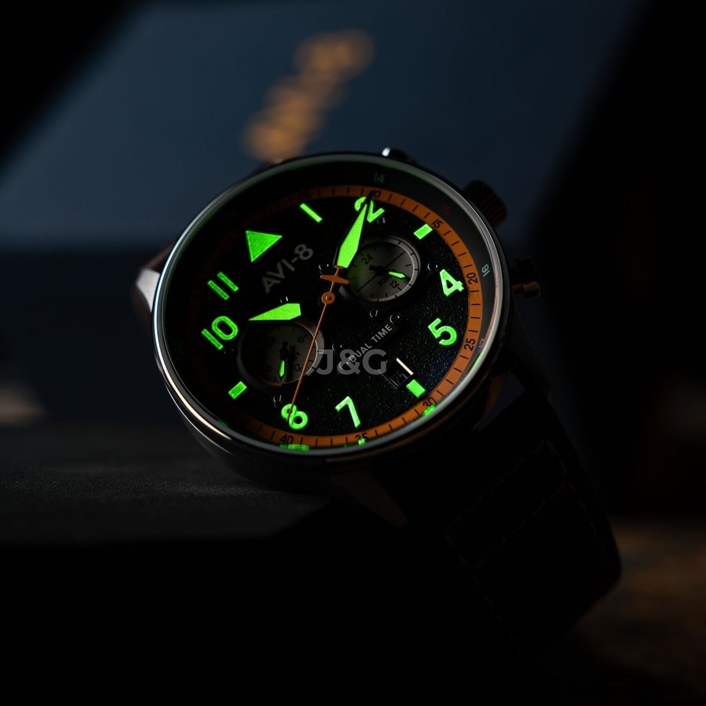 AVI-8 Hawker Hurricane Quartz movement Black Male AV-4088-07. A brand-new AVI-8 Hawker watch featuring a Black dial. Angled view. - view 2