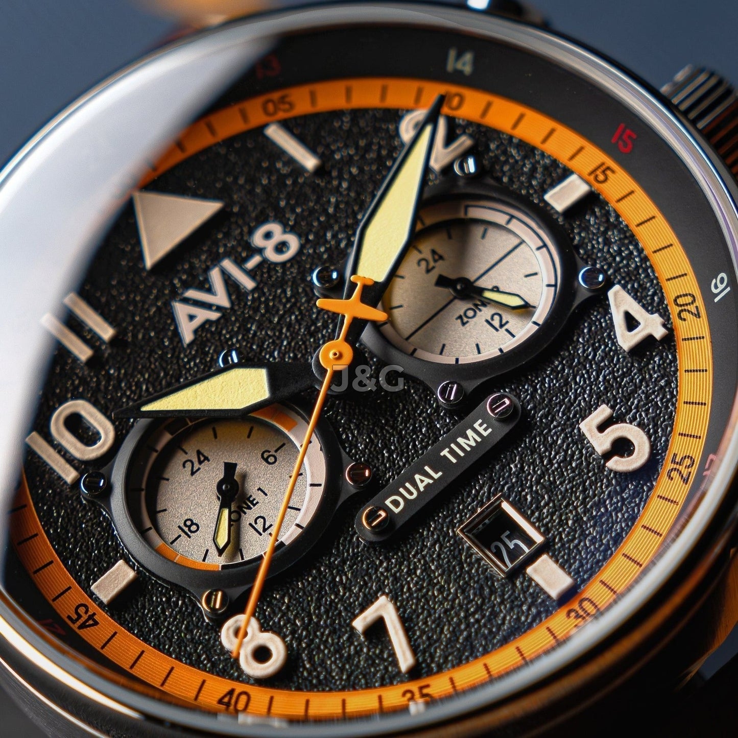 AVI-8 Hawker Hurricane Quartz movement Black Male AV-4088-07. A brand-new AVI-8 Hawker watch featuring a Black dial. Angled view. - view 3