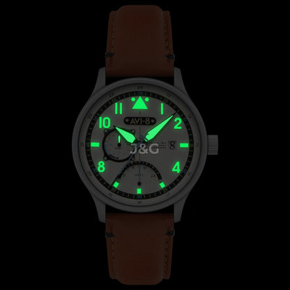 AVI-8 Hawker Hurricane Quartz movement White Leather Male AV-4101-0C. A brand-new AVI-8 Hawker watch featuring a White dial and a Leather strap. Side view. - view 2