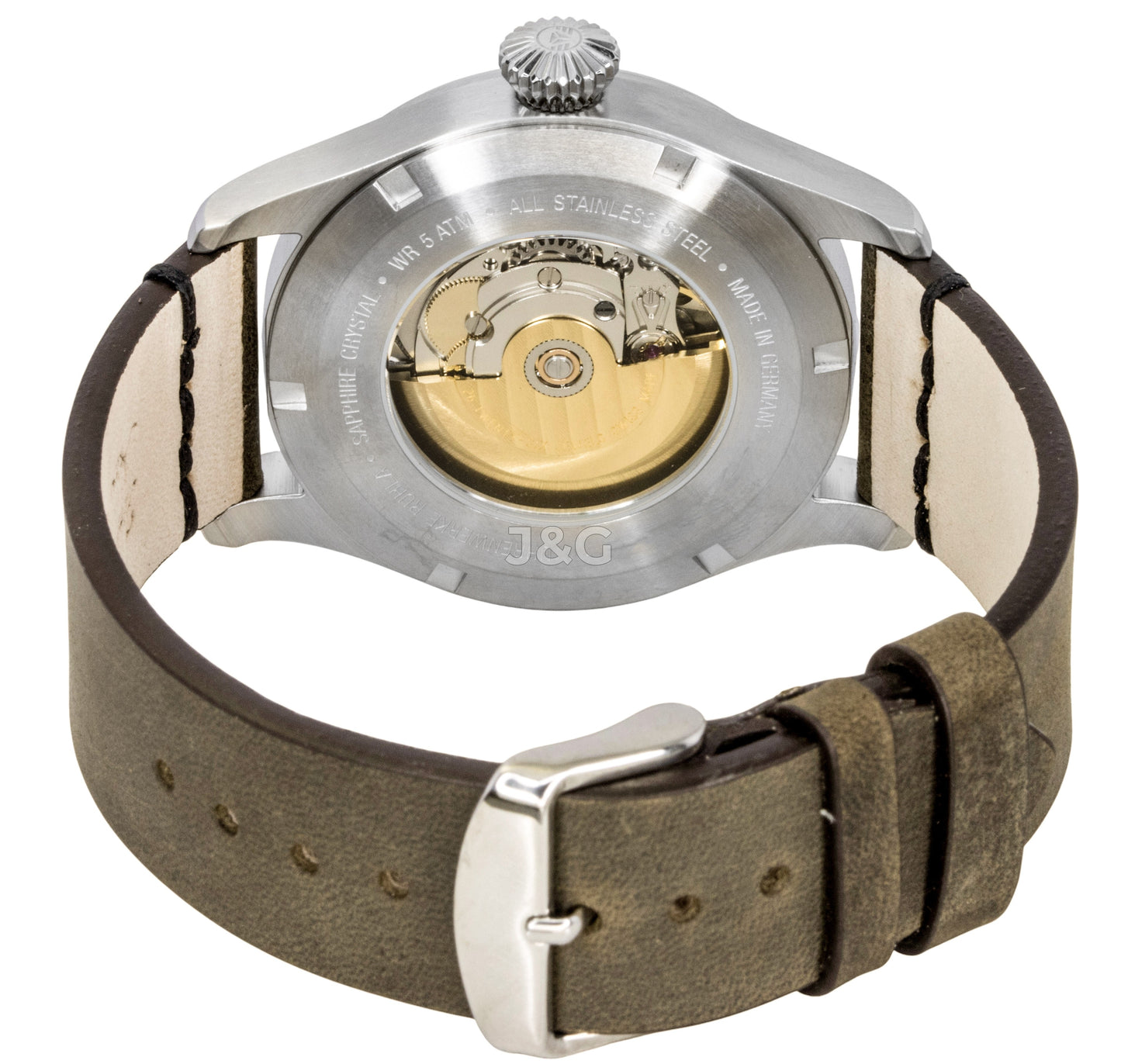 Bauhaus Aviation Automatic movement Beige Leather Male BA-27565. A brand-new Bauhaus Aviation watch featuring a Beige dial and a Leather strap. Angled view. - view 4