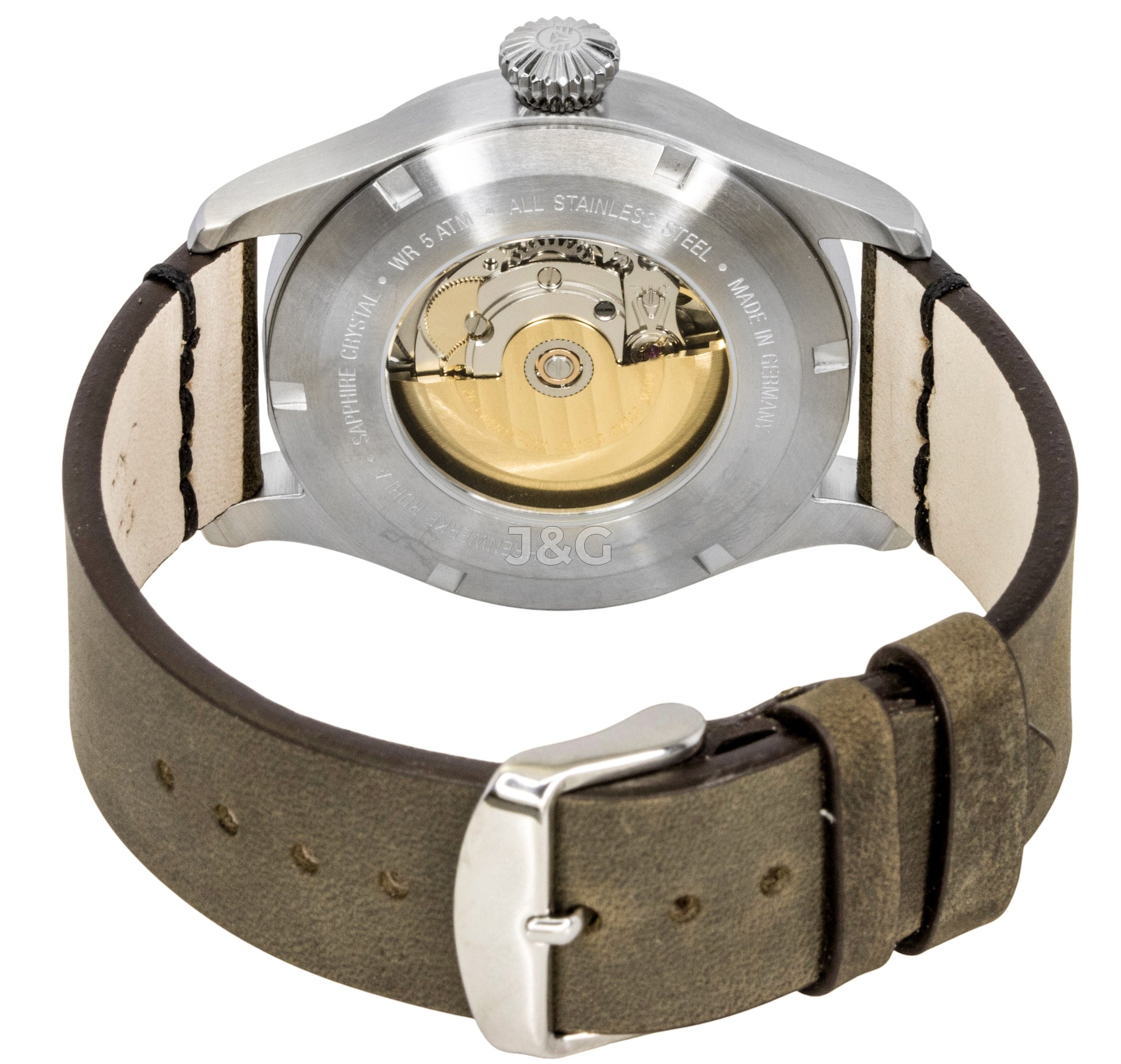 Bauhaus Aviation Automatic movement Beige Leather Male BA-27565. A brand-new Bauhaus Aviation watch featuring a Beige dial and a Leather strap. Angled view. - view 4