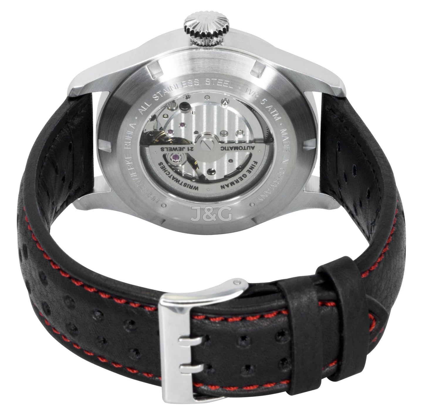 Bauhaus Aviation Automatic movement Black Leather Male BA-27642. A brand-new Bauhaus Aviation watch featuring a Black dial and a Leather strap. Side view. - view 4