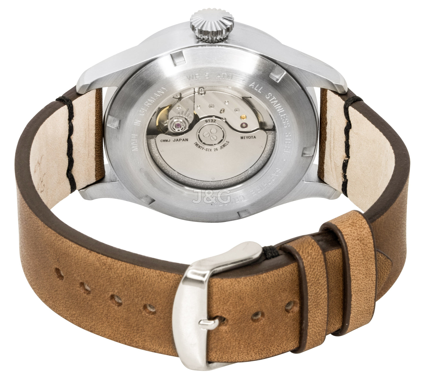 Bauhaus Aviation Automatic movement Black Leather Male BA-27905. A brand-new Bauhaus Aviation watch featuring a Black dial and a Leather strap. Angled view. - view 4