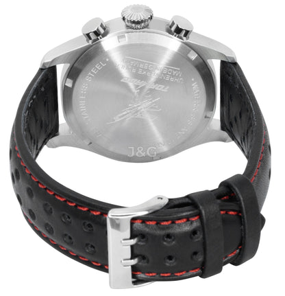 Bauhaus Chronograph Quartz movement Black Leather Male BA-27702. A brand-new Bauhaus Chronograph watch featuring a Black dial and a Leather strap. Angled view. - view 4