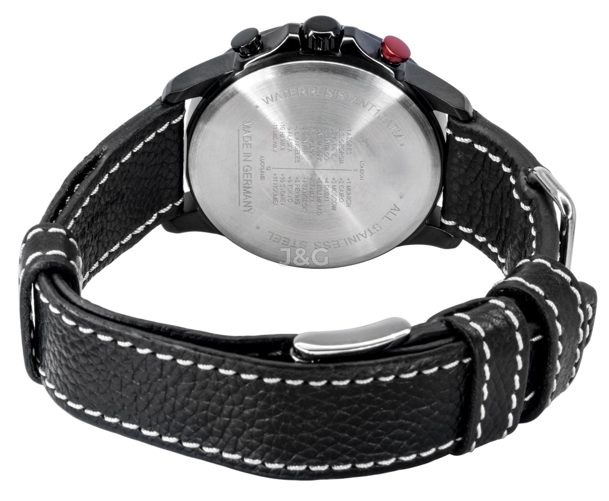 Bauhaus Chronograph Quartz movement White Leather Male BA-28861. A brand-new Bauhaus Chronograph watch featuring a White dial and a Leather strap. Front view. - view 4