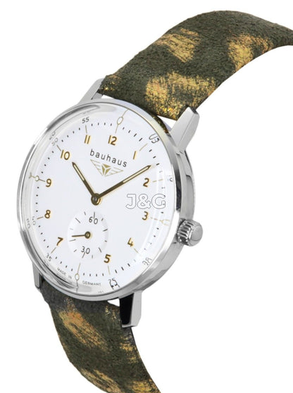 Bauhaus Classic Quartz movement White Leather Female BA-20371. A brand-new Bauhaus Classic watch featuring a White dial and a Leather strap. Angled view. - view 3