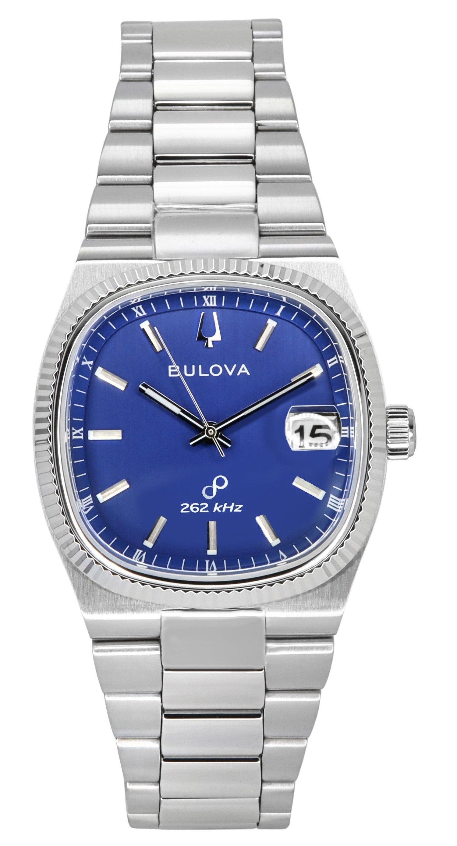 Bulova Classic Super Seville 262kHz Precisionist Stainless. A brand-new Bulova Classic watch featuring a Blue dial and a Stainless steel strap. Front view.