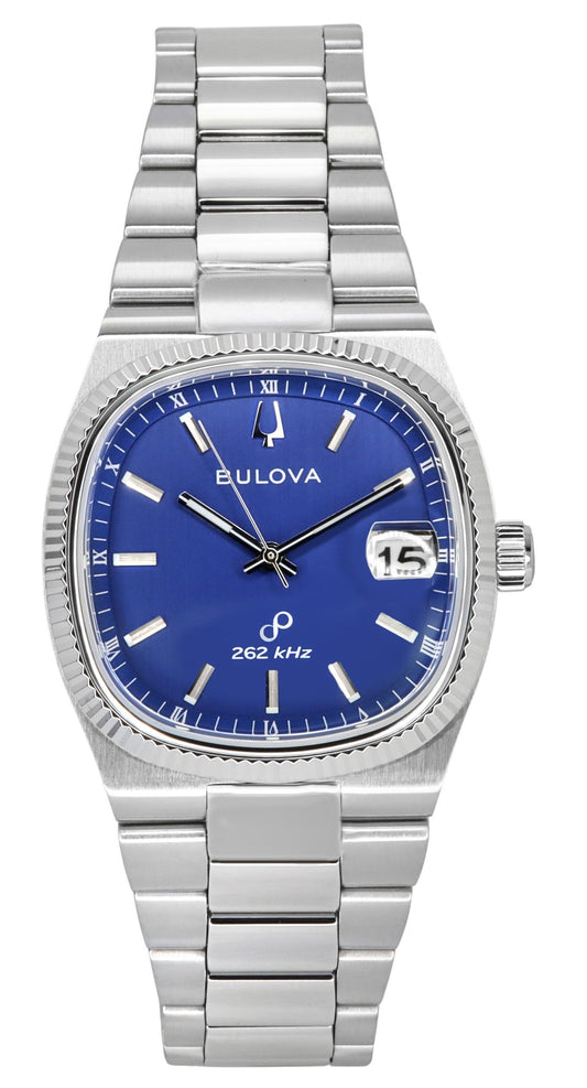 Bulova Classic Super Seville 262kHz Precisionist Stainless. A brand-new Bulova Classic watch featuring a Blue dial and a Stainless steel strap. Front view.