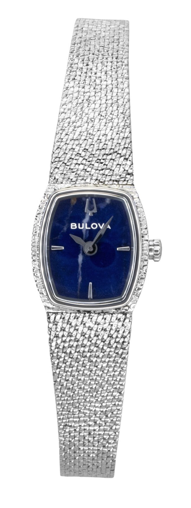 Bulova Goddess of Time Stainless Steel Blue Dial Quartz Wo. A brand-new Bulova watch featuring a Blue dial and a Stainless steel strap. Angled view.