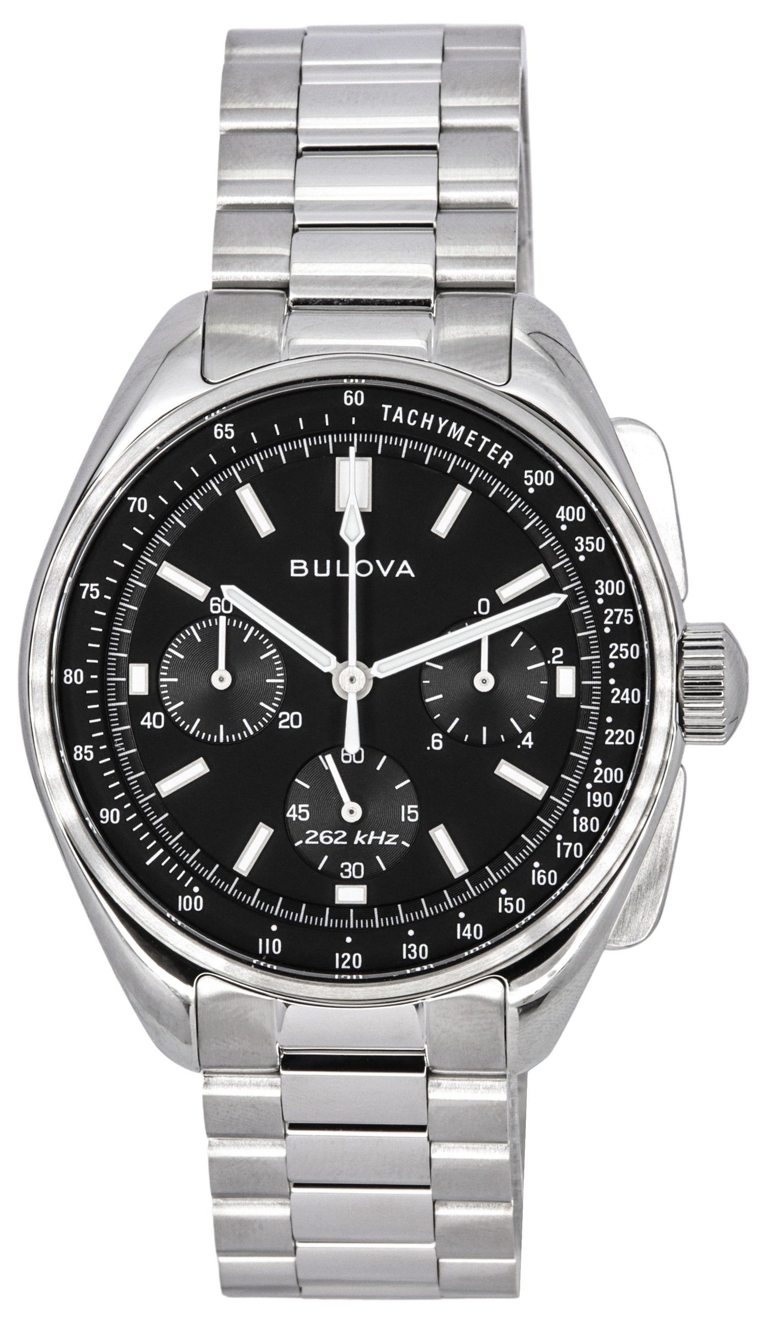Bulova Lunar Pilot Archive Series Special Edition. A brand-new Bulova Archive Series watch featuring a Black dial. Front view.